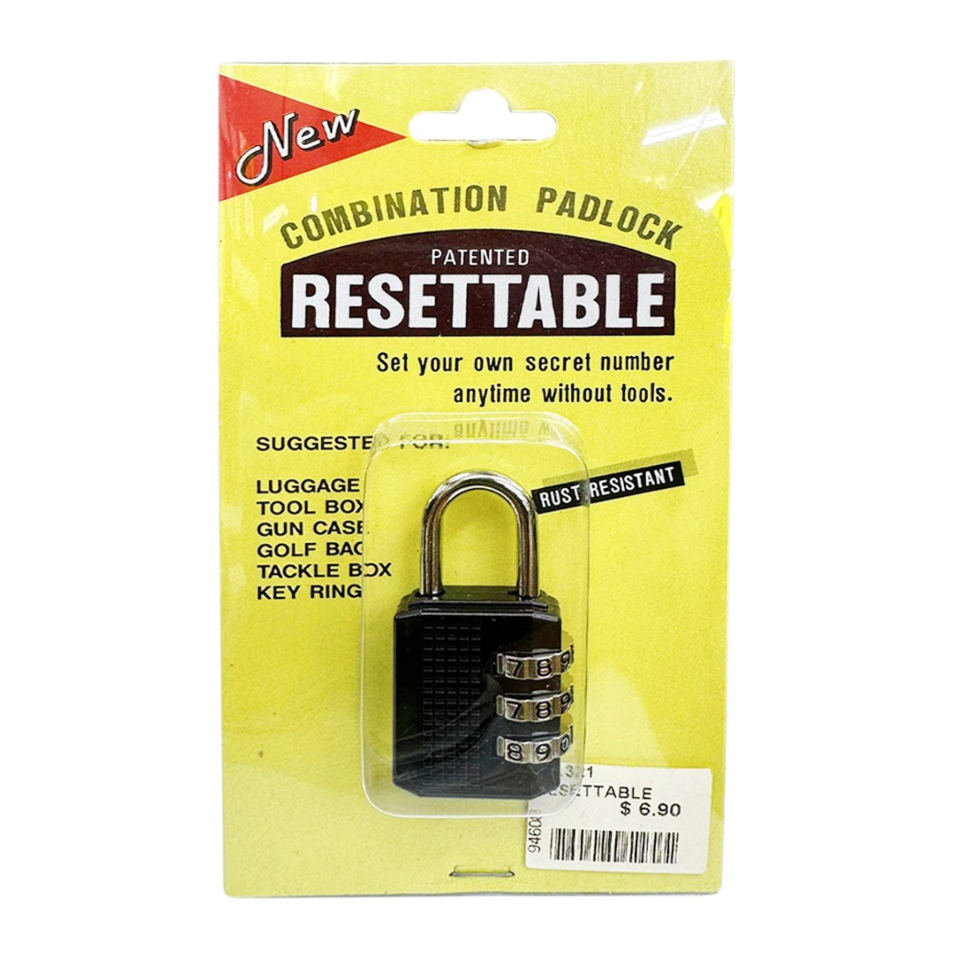 Combination Padlock RESETTABLE Small Luggage Lock